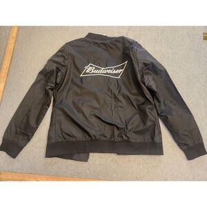 Budweiser Jacket Womens Medium Black Charles River Boston‎ Flight Bomber Nylon